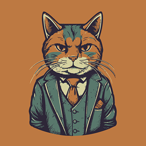 vector art style cat looking confident, in the style of Micheal Parks
