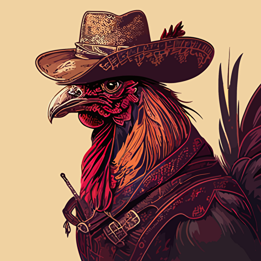 gallo con tejana vaquero colores sepia en vector