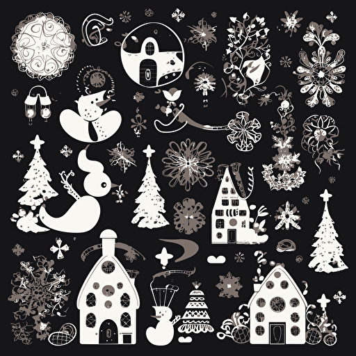 christmas clipart vector black white