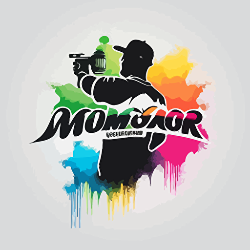 modern painting contractor company logo with multicolor paint spraying from paint spraygun vector