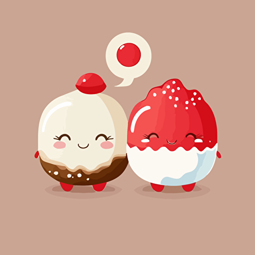 two cute japanese entrees smilling red and white. Vector style. 2D. Drawing.