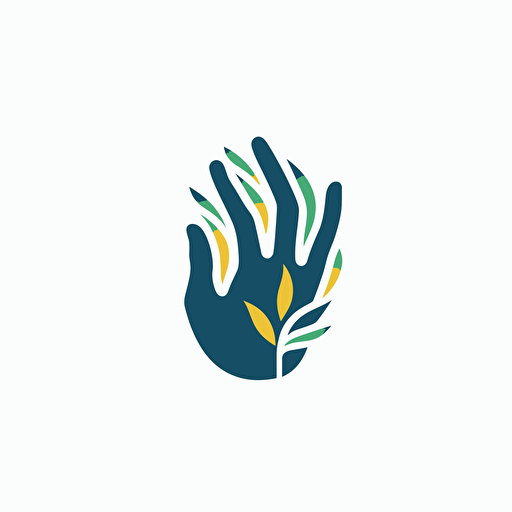 Logo, blue green yellow, medicinal plants, traditional chinese medicine, abstract hands in the form, single herbs, abstract, drop, icon, vector illustration, minimalist illustrator