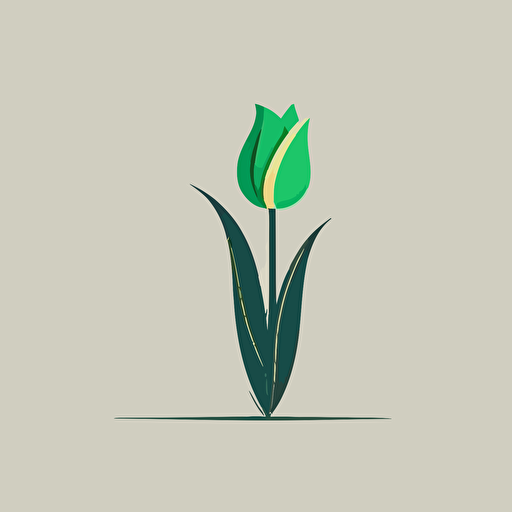 flat design vector minimalistic logo for Green Tulip project, combine symbol of tulip with symbol of study, don’t add text to the design