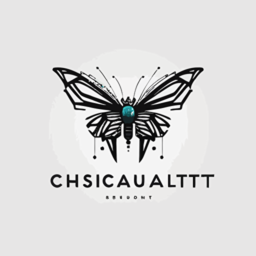 Vector logo, minimalist, butterfly, robotic. Business name GrowthCraft
