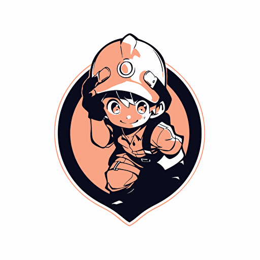 A simple sketch climbing kid with smile face and a cap, very dynamic logo white background vector