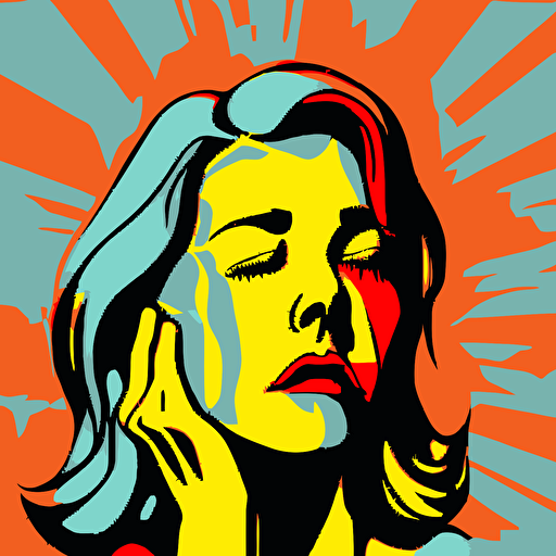 a pop art vector of a person who is grieving. bright warm colours