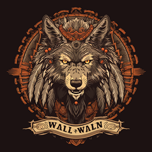 the clan of the wolf logo art concept vectorized, hight detailed, indian decor