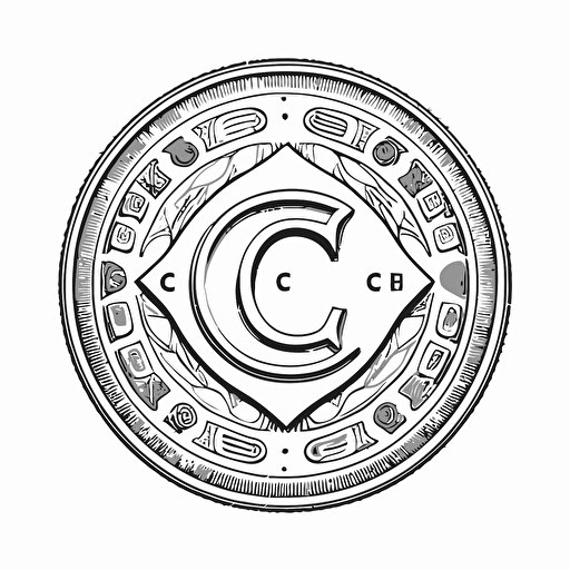a simple sketch of a crypto currency called "CC" on white background, logo, vector