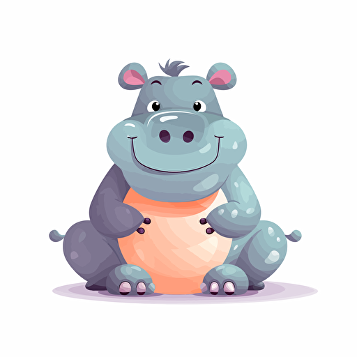 hippo, detailed, cartoon style, 2d clipart vector, creative and imaginative, hd, white background