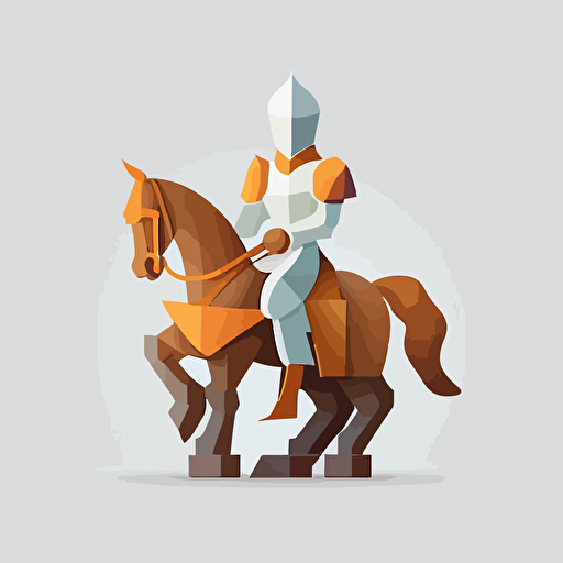 a knight on a chest horse icon, basic shapes, simple, vector, clean white background
