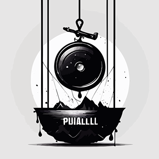 minimal brand of a pulley, black color, white background, vector