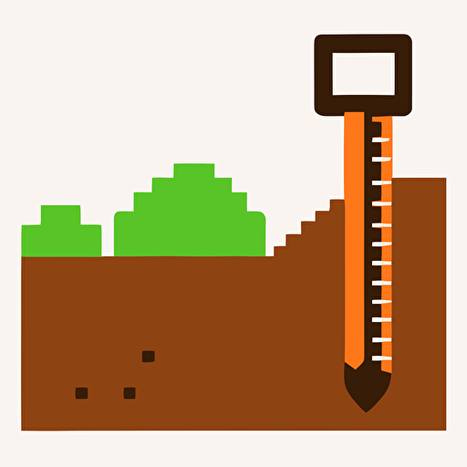 a minimal simple vector logo design of a minecraft dirt and a ruler