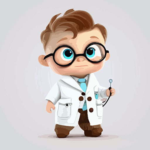 A gorgeus baby doctor, smiling, white background, vector art , pixar style