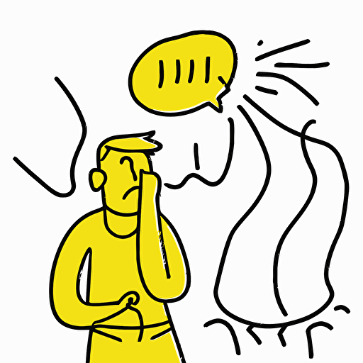 yellow vector line drawing clip art, a person asking someone for help