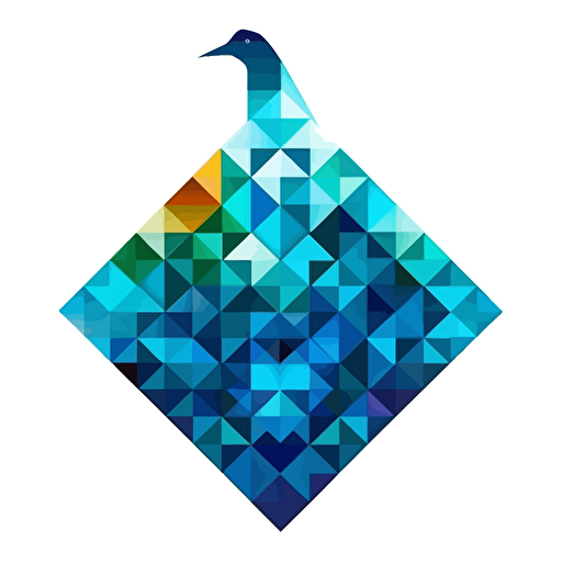 The technology company logo is composed of triangles and squares, with blue and Peacock blue colors, vectors,hd