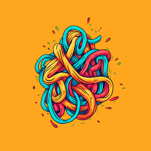 untangled rope burst by tim lahan, 2d vector art, flat colors