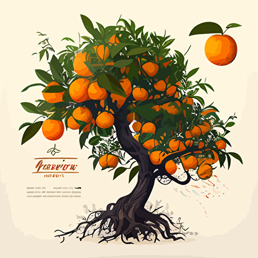 draw mandarin tree in vector