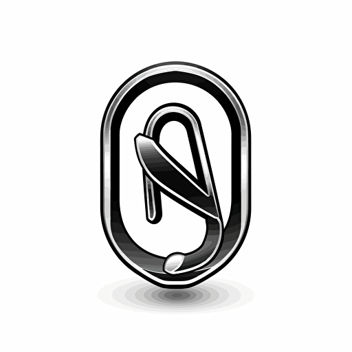 carabiner logo, black and white, vector white background