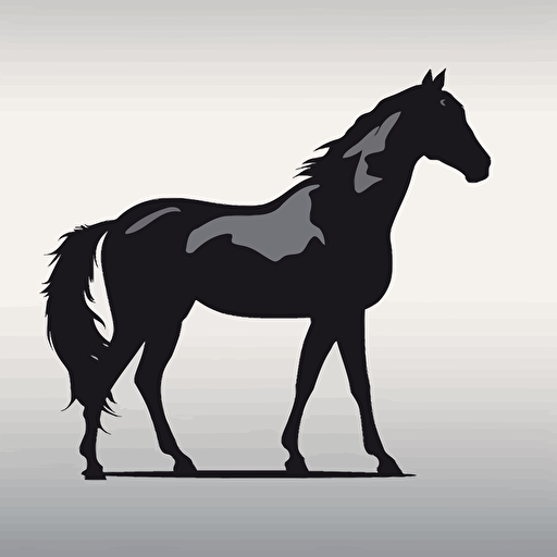 very simple horse silhouette, vector drawing, black and white, minimalism, flat