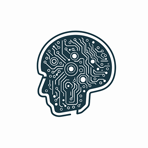 logo artificial intelligence brain, simple, vector, line, white background, flat, 2 colours, no text, no shadows