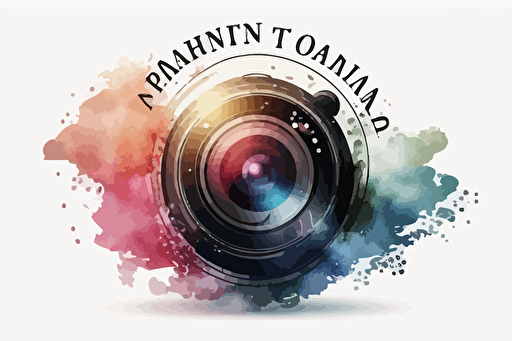 logo for print selling shop camera lens watercolor vector white background