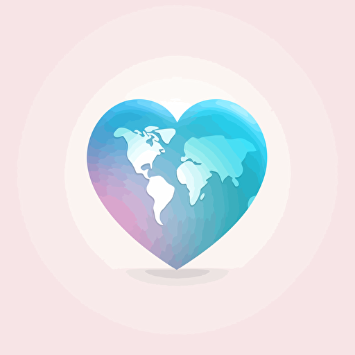 minimalistic heart shaped earth logo, vector gradient