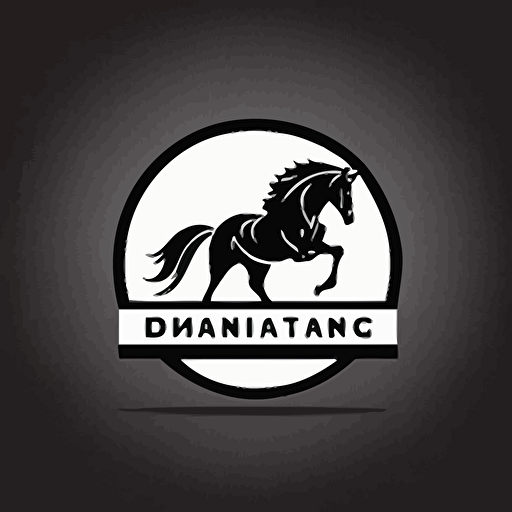 Dinamic simple logo design of mustang horse, flat 2d, vector, company logo, mcdonalds style, color black and white