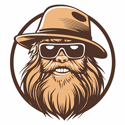 bigfoot no hat or sunglasses, in style of sticker, no watermarks, isolated on white, no background, vector