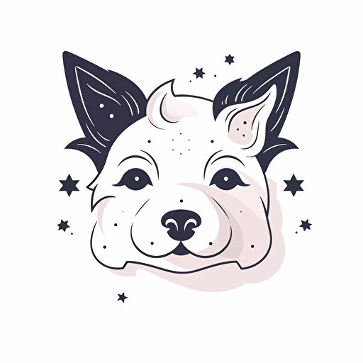 cute astral pup, star on his head, logo, minimal, white background, vector