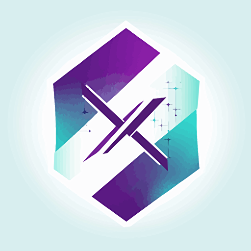 minimal vector N & X logo, cyan and purple , white background