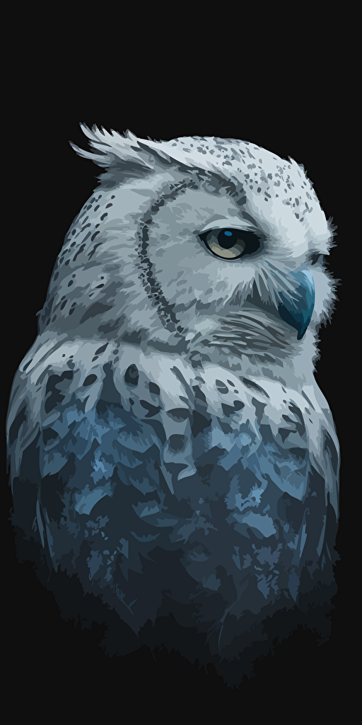 minimalistic logo of snow owl, flat art vector:: blue::1 silver color::1