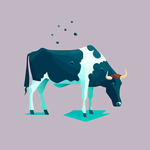 Buphagidae on top of a cow eating ticks vector illustration minimalist art