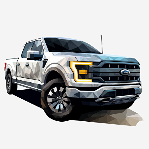 2022 Ford F-150, vector, low polygon, symmetric, colorful, white background