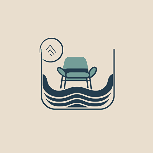 logo for furniture brand, abstract, flat, minimalistic, waves minimal line, vector, dribble, behance, pinterest, award winner.