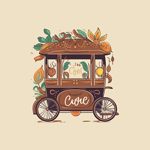 a boho style logo for a coffee cart, vector