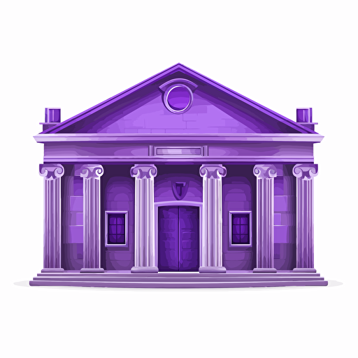Bank- purple roof, front view, gradient detailed vector