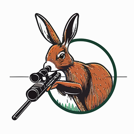 adorable Jackalope at shooting range, vector logo, vector art, 2d, simple cartoon, saturated, white background