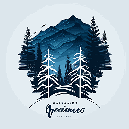 vector logo style mountains pines blue monocrome minimalistic