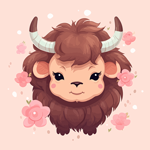 cute buffalo kawaii style, vector clipart
