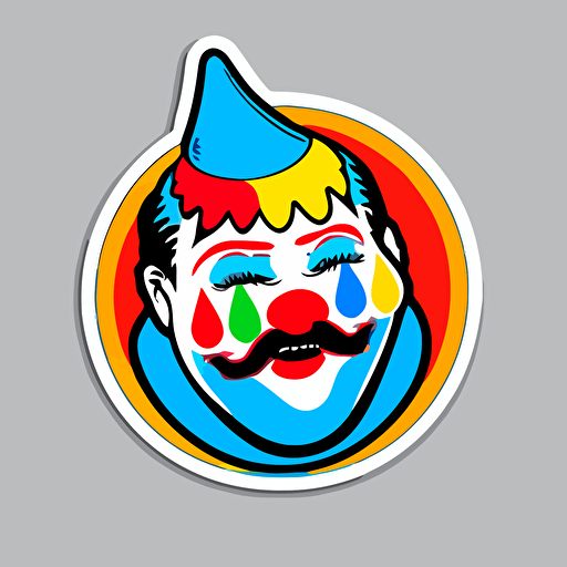 john wayne gacy, clown makeup, sticker, vector, vibrant colors