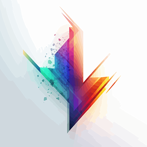 vectorized colorful gradient, technological futuristic upward swoshing arrow, white background
