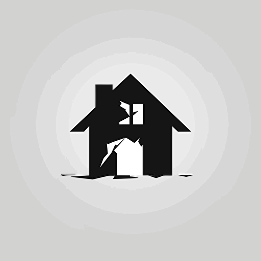 simple logo, broken house vector white background
