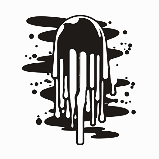 popsicle dripping logo without text, pop art, vector design, flat, black and white