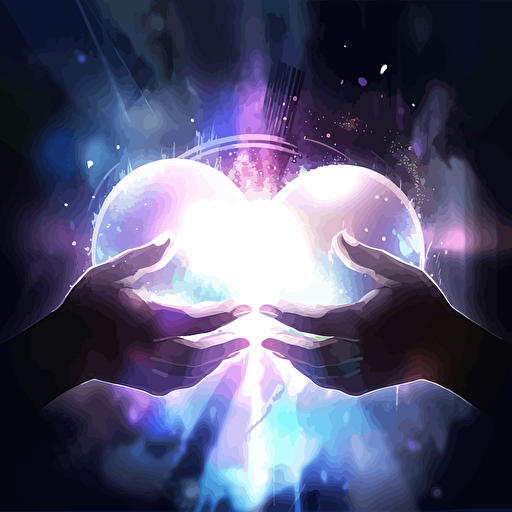 Two scientists conducting an experiment, their fingers gently touching a glowing orb that emanates an otherworldly energy, Experiment, scientists, glowing, energy, touch, futuristic, abstract, ambient lighting, chromatic, mysterious, vector illustration