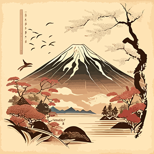Mt Fuji Japanese antique style vector image