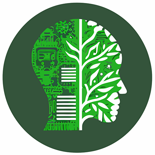 green, sustainable computer science and artificial intelligence vector icon