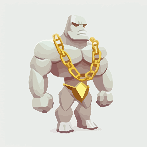 golem with gold chain, vector logo, vector art, emblem, simple cartoon, 2d, no text, white background