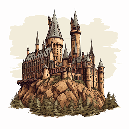 vector drawing of Hogwarts Castle