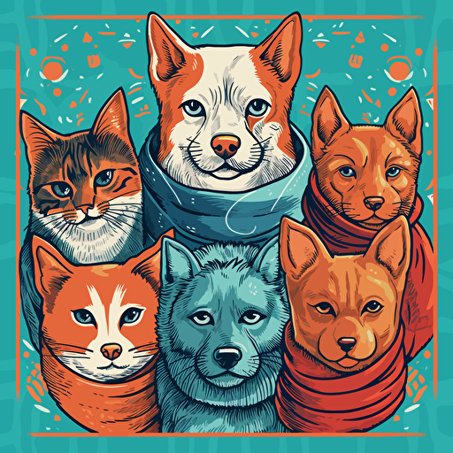 A poster advertising a pet blanket fundraiser. It has cute dogs and cats on it. It is in vector style.