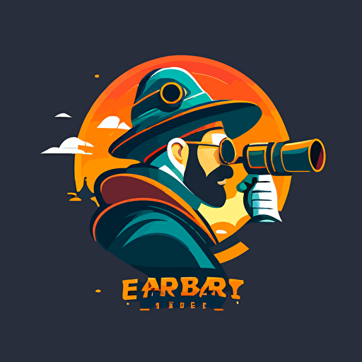 simple flat vector logo of a spyglass mixed with an explorer